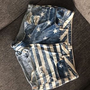 American flag denim shorts